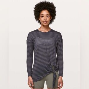 Lululemon Tie Your Practice Long Sleeve *Stripe Moonwalk size 10 Athleisure